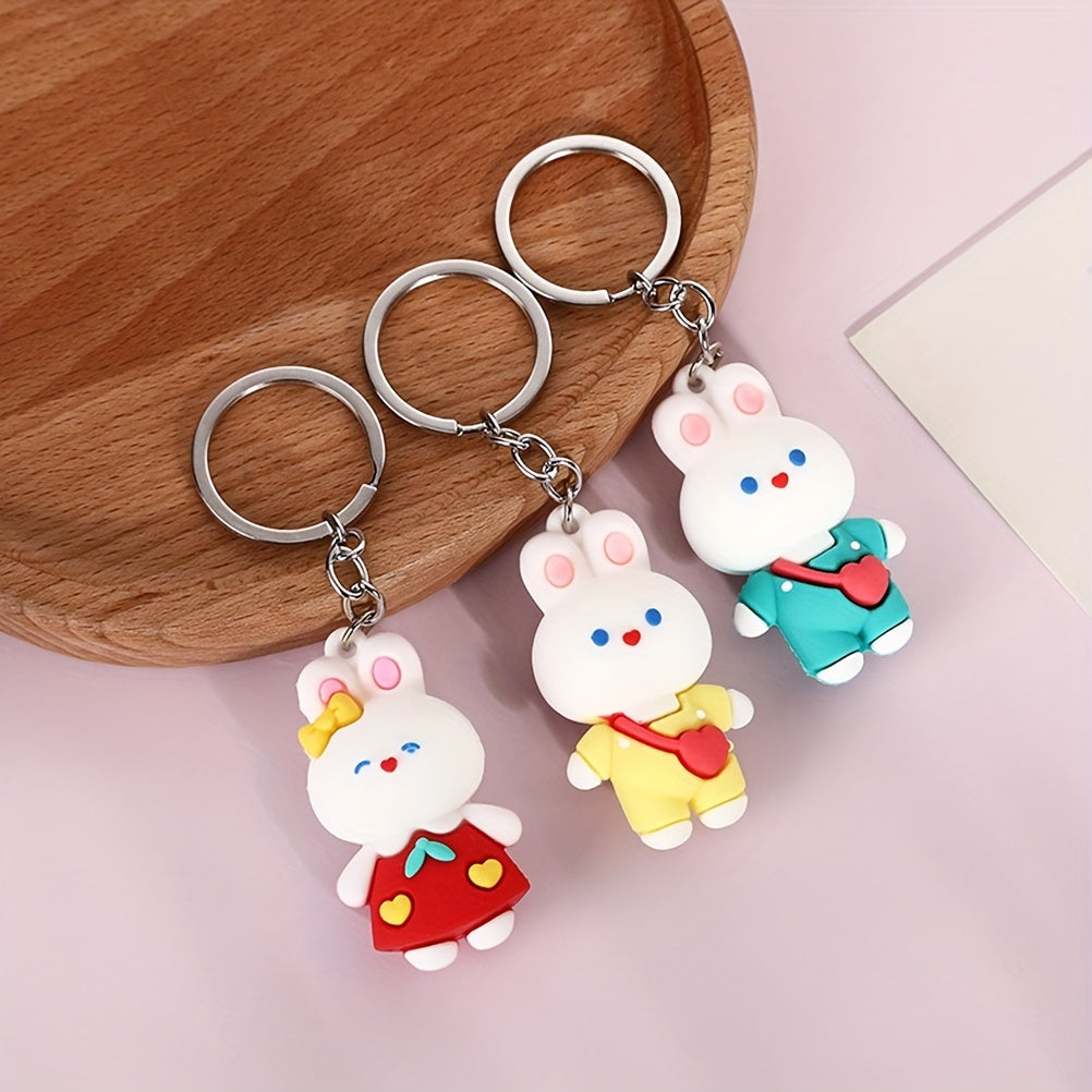 Cartoon Rabbit Keychain Animal Doll Key Ring Purse Bag Backpack Car Charm