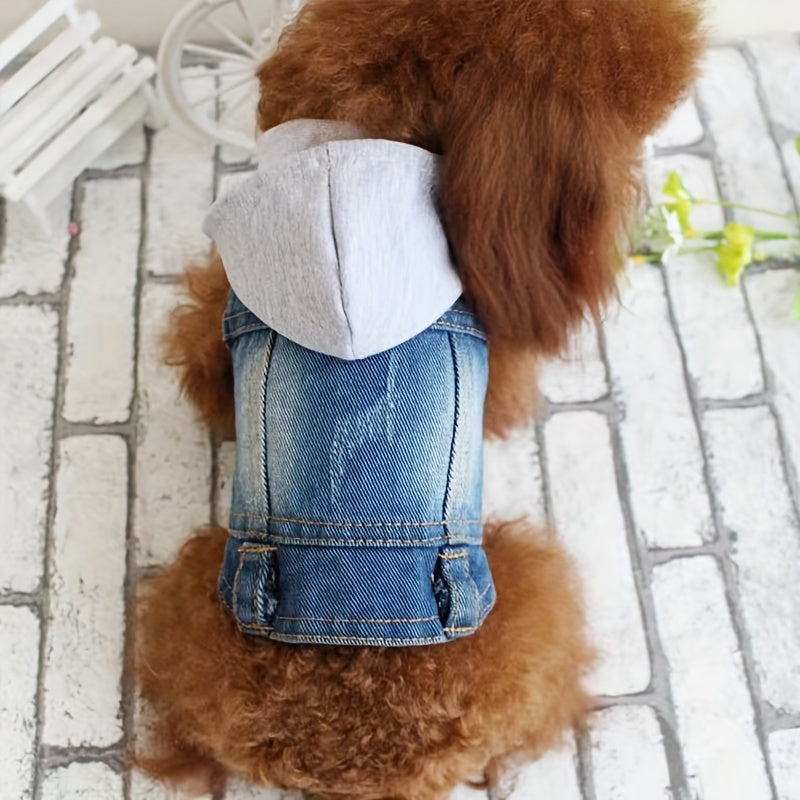 Pet Denim Hooded Coat Jacket for Dogs and Cats