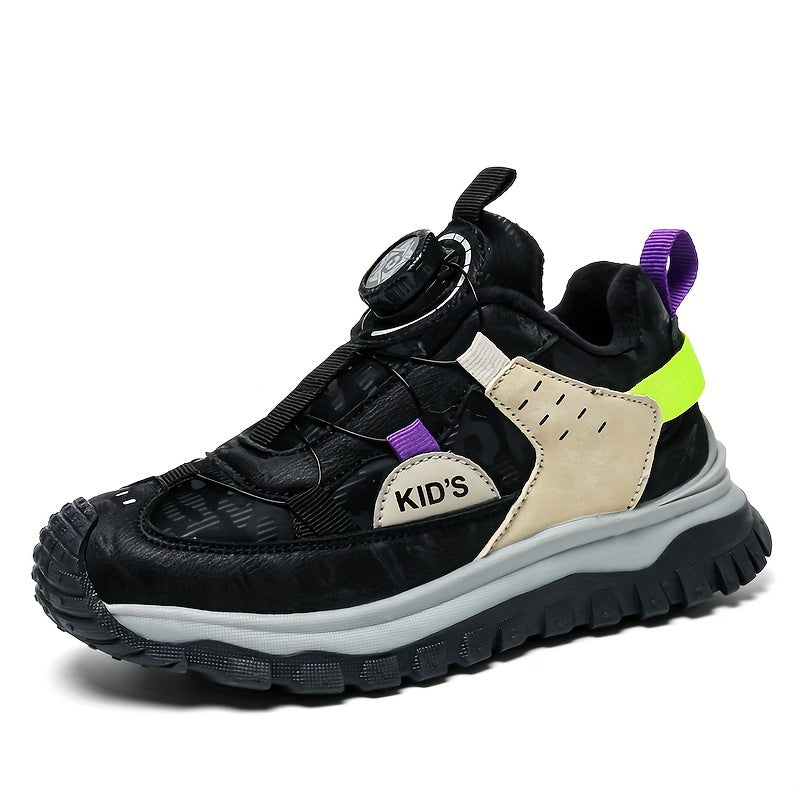 Boy's Durable Sports Shoes Slip Resistant Lace Up Sneakers