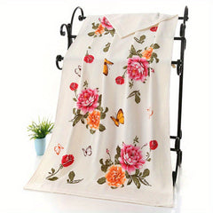 Peony Flower Bath Towel & Hand Towel Set - Cotton Gauze Double Layer