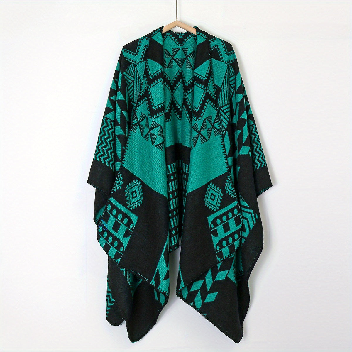 Boho Plaid Jacquard Shawl Vintage Warm Wrap Large Blanket Scarf Poncho Capes