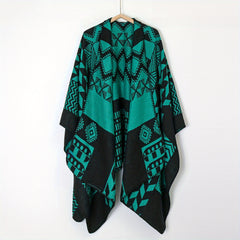 Boho Plaid Jacquard Shawl Vintage Warm Wrap Large Blanket Scarf Poncho Capes