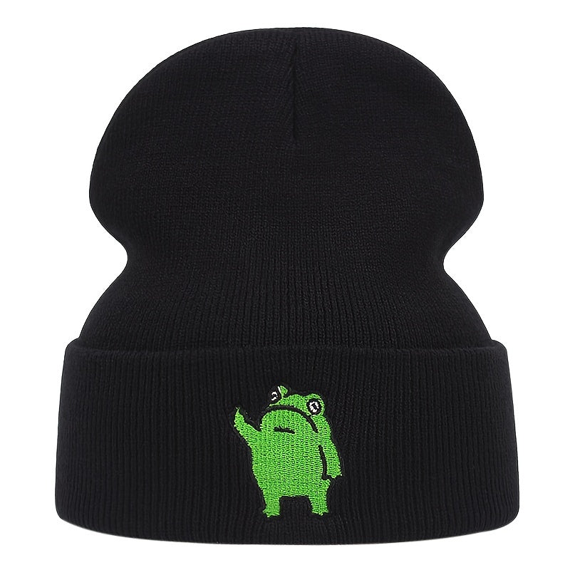 Frog Embroidery Men's Winter Hat