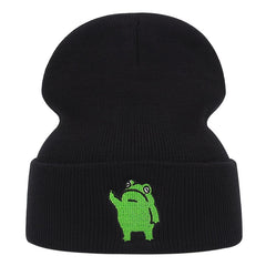 Frog Embroidery Men's Winter Hat