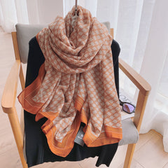 Large Geometric Pattern Print Scarf Casual Shawl