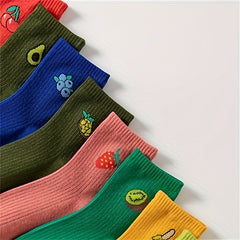 Cute Fruit Print Socks, Comfortable & Breathable Women's Stockings