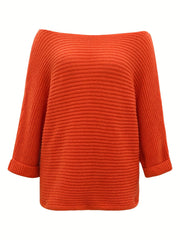 Off Shoulder Ribbed Long Sleeve Sweater