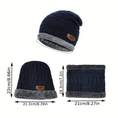 Winter Thick Beanie Knitted Hat Neck Warmer Set