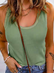 Scoop Neck Sleeveless Tank Top Women's Clothing