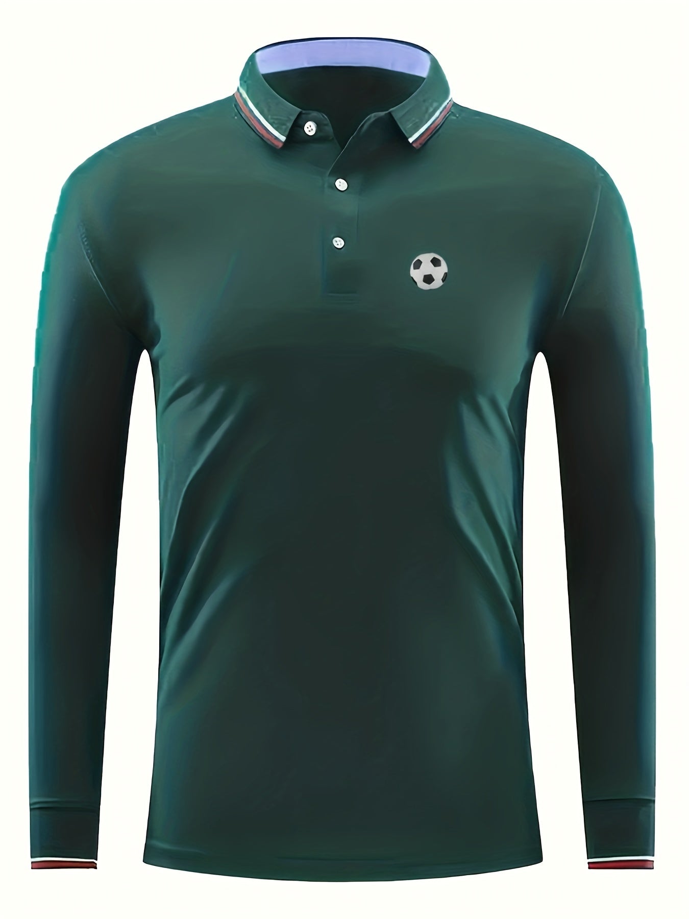 Men's Football Print Polo Shirt Casual Breathable Button Up Lap