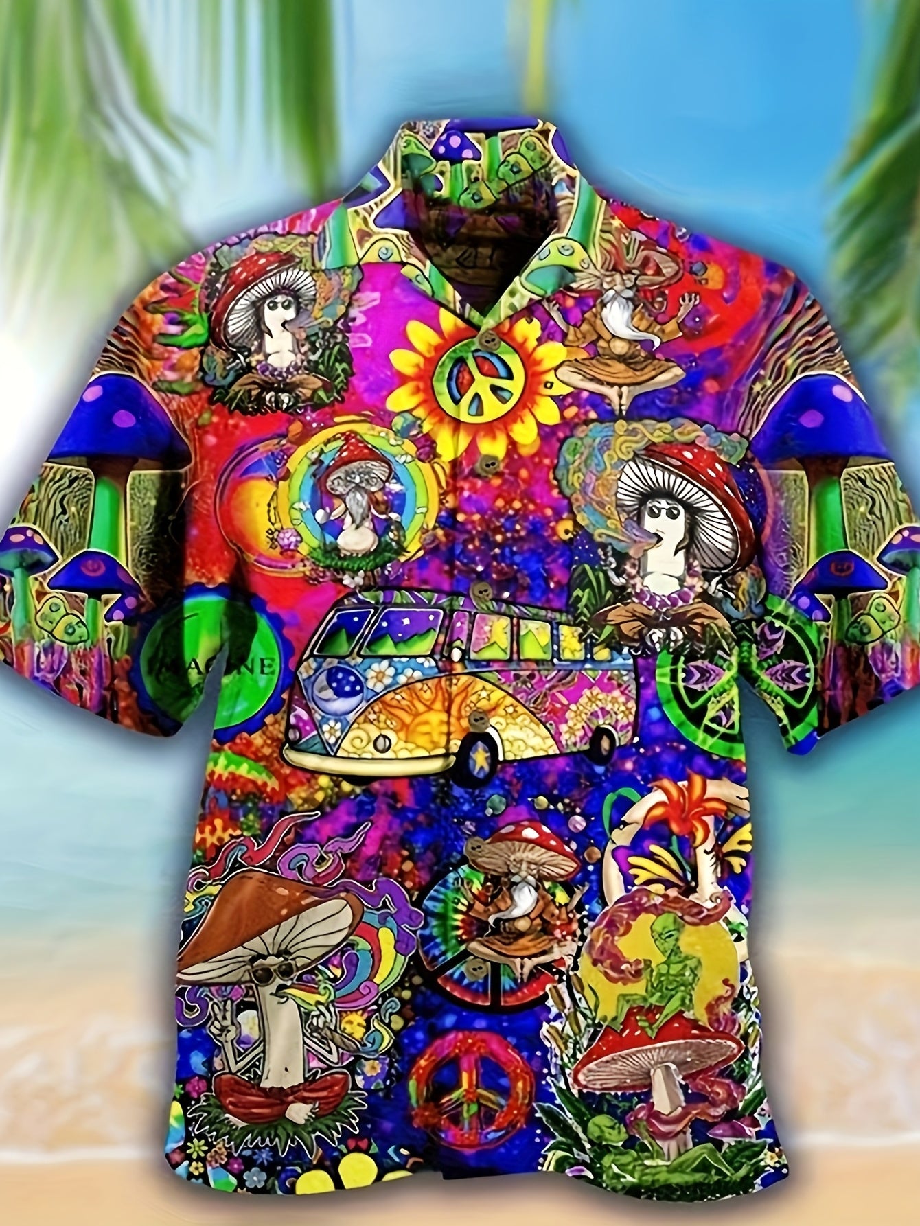 Flamingo Cowboy All Over Print Men's Casual Hawaiian Shirt