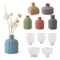 DIY Cement Flower Vase Silicone Mold Insertion Candle Holder Gypsum Mold