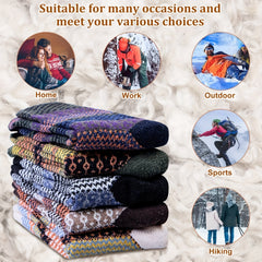 5 Pairs Men's Wool Socks Vintage Warm Winter Socks Thick Cozy Socks Knit
