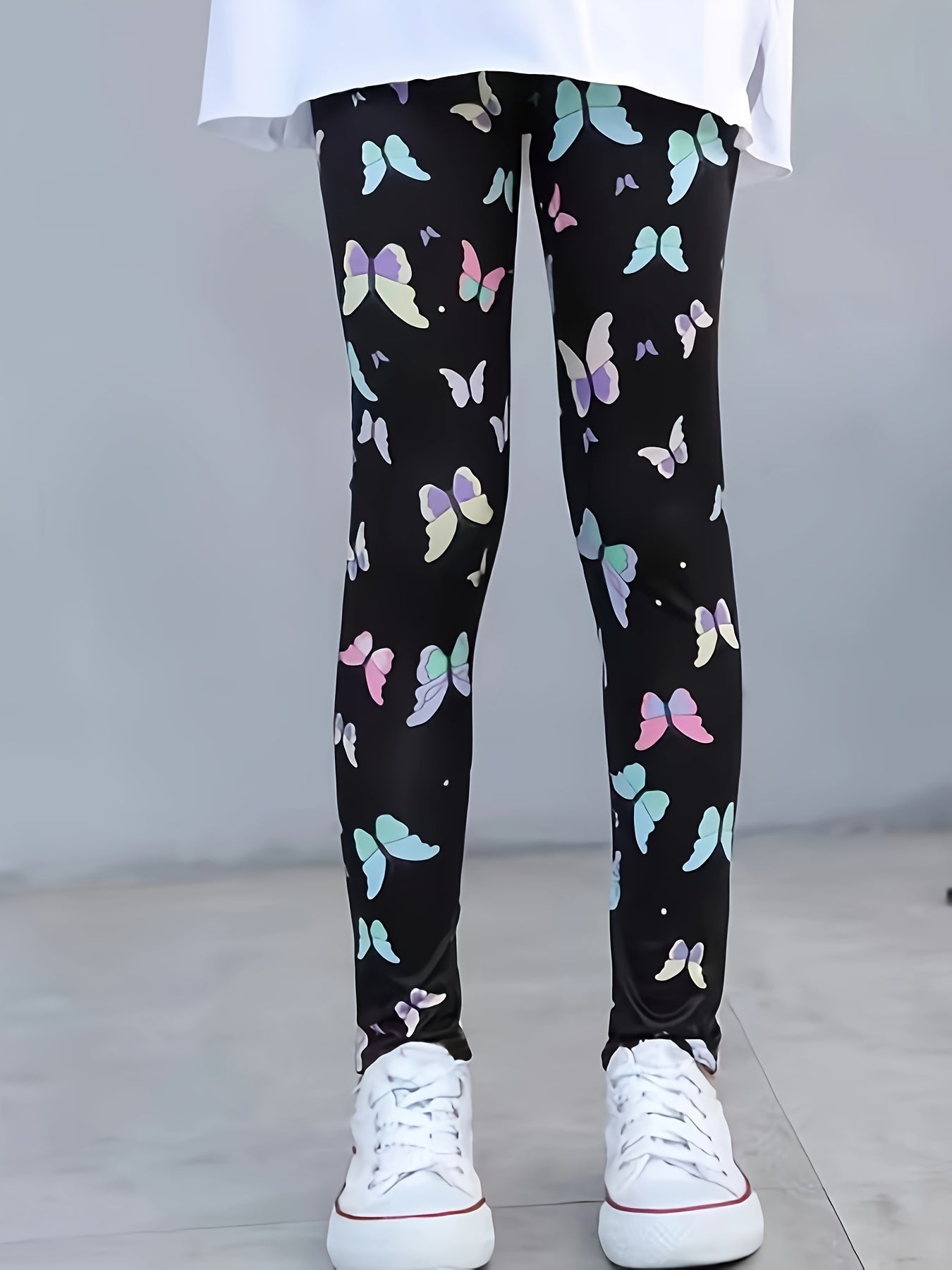 Colorful Butterfly Print Leggings Girls Casual Leggings All Season Gift
