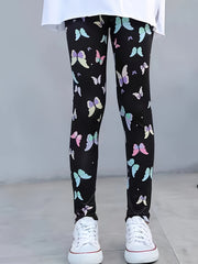 Colorful Butterfly Print Leggings Girls Casual Leggings All Season Gift