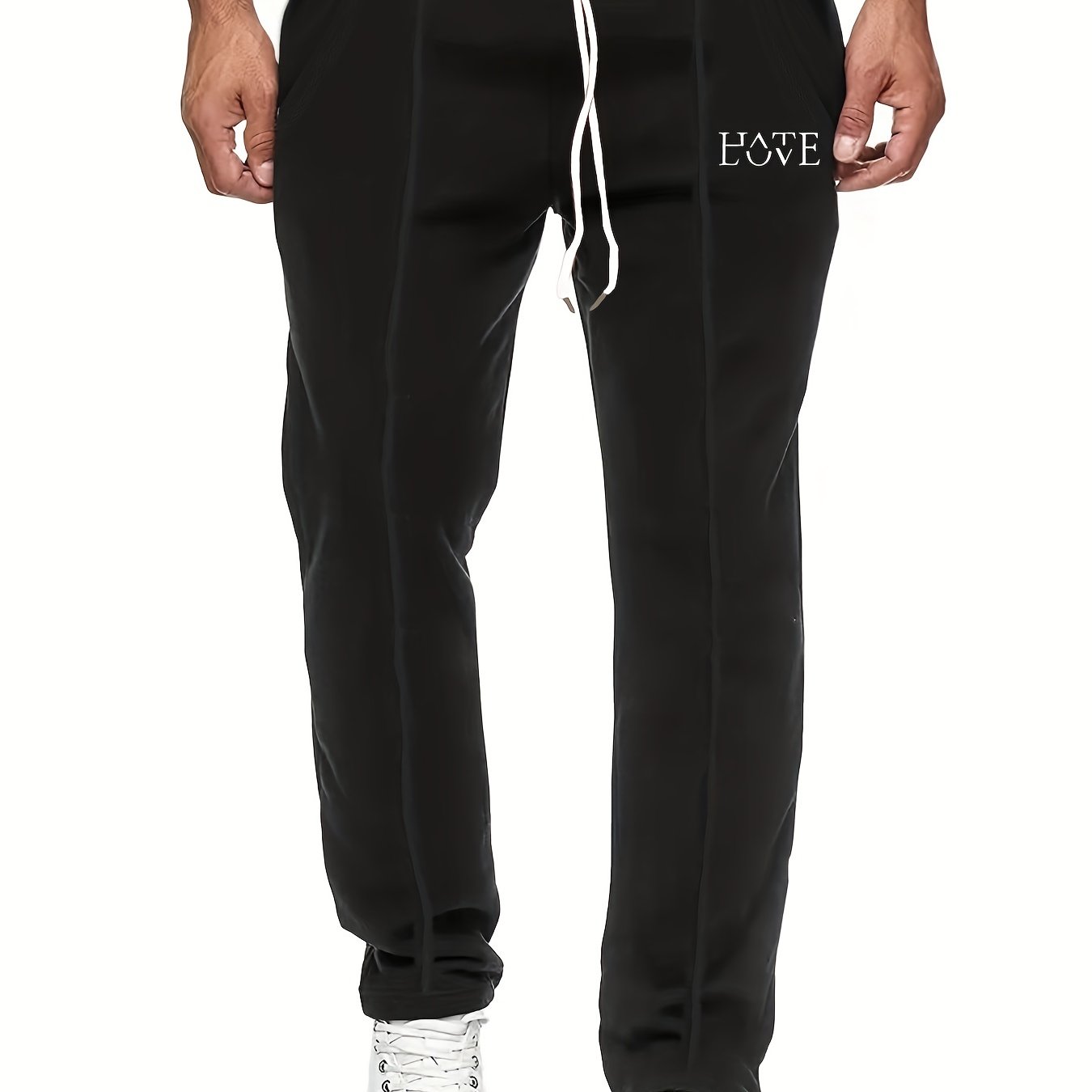 Casual Hate Or Love Letter Print Drawstring Pants