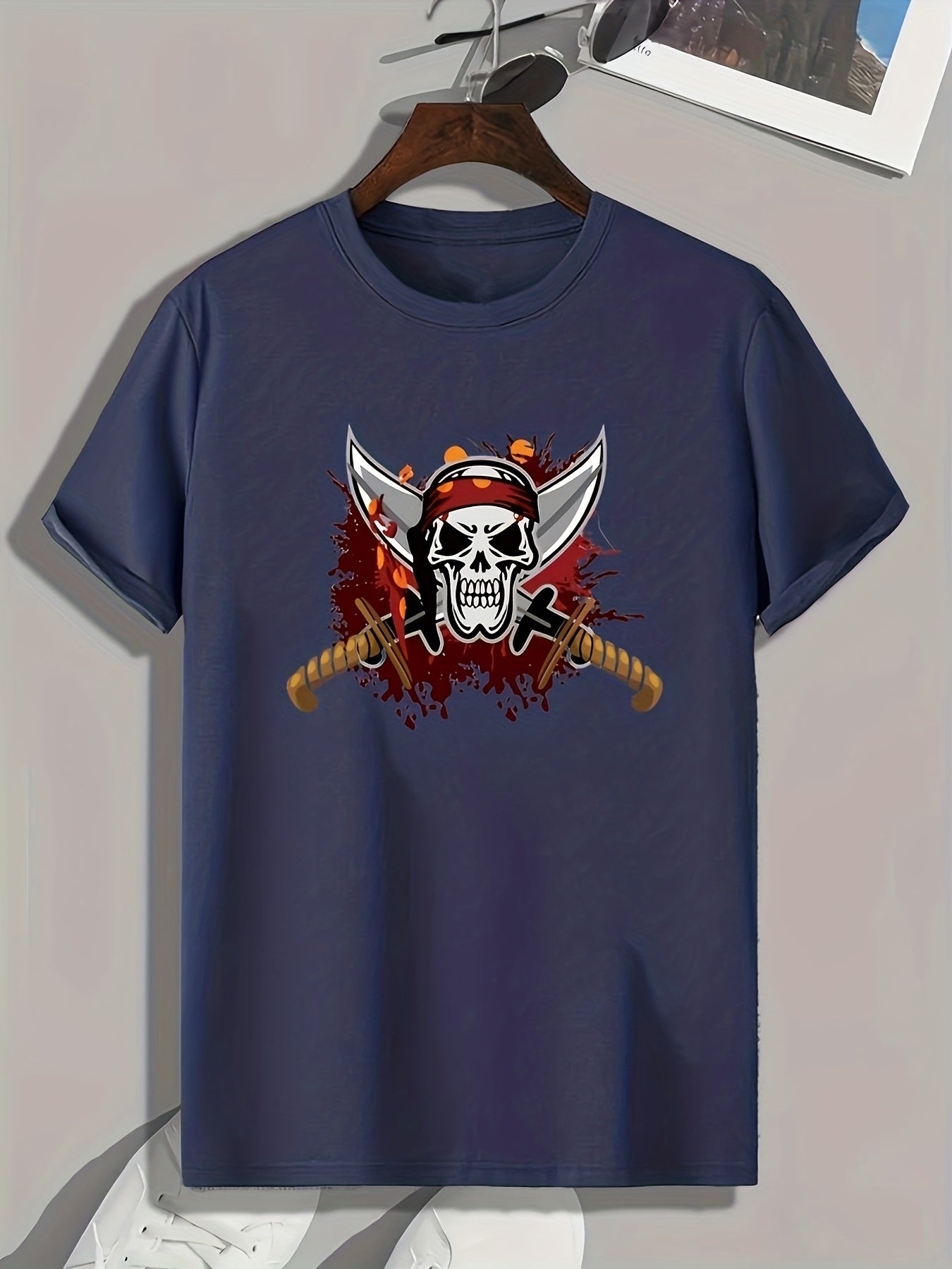 Skull Print Men's Sports T shirt Outdoor Fitness Tee
