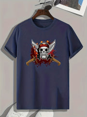 Skull Print Men's Sports T shirt Outdoor Fitness Tee