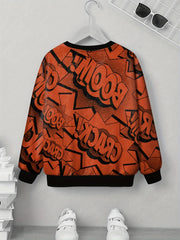 Comics Letter Print Kid's Unisex Sweatshirt Pullover for Spring Fall Winter