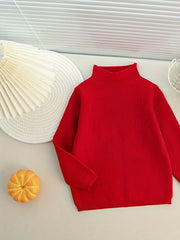 Warm Ribbed Half Turtleneck Sweater for Toddler Boys Girls