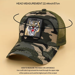 Tiger Embroidery Patch Trucker Hat Mesh Breathable Baseball Cap