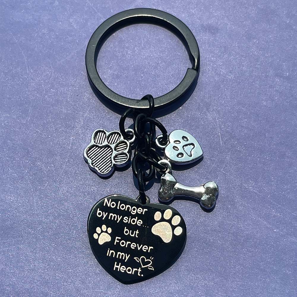 Dog Memorial Keychain Paw Prints Charm Sympathy Gift