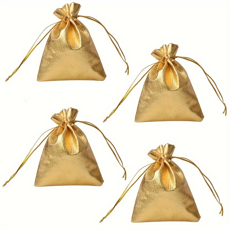 30pcs Golden Cloth Bags Jewelry Bags Gift Bags Drawstring Organza Jewelry Bags