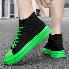Men's High Top Canvas Shoes Lace Up Comfy Non Slip Casual Flats