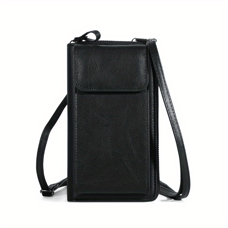 Faux Leather Crossbody Bag Long Wallet Mini Phone Coin Purse