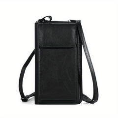 Faux Leather Crossbody Bag Long Wallet Mini Phone Coin Purse