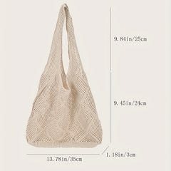 Hollow Out Knitted Handbag Minimalist Tote Bag