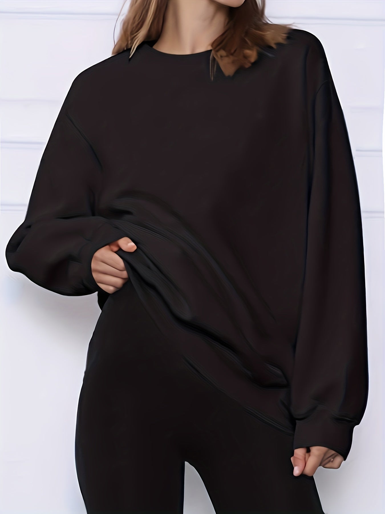 Women's Loose Crew Neck Pullover Sweatshirt