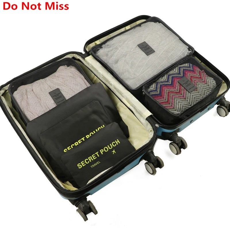 6pcs Travel Organizer Bag Waterproof Packing Organizer Travel Bags