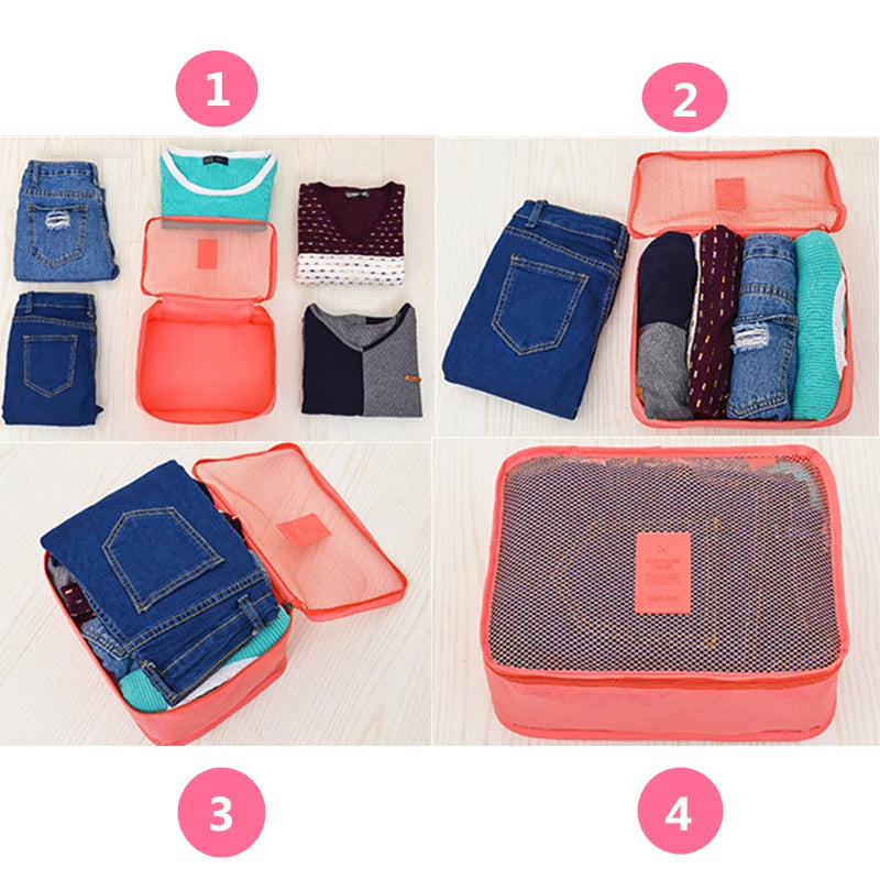 6pcs Travel Organizer Bag Waterproof Packing Organizer Travel Bags