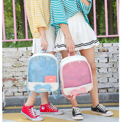 Clear Women Backpack with Bow for Teenage Girls