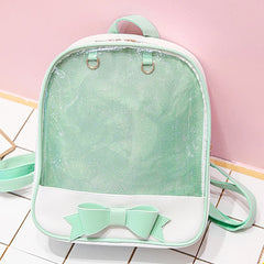 Clear Women Backpack with Bow for Teenage Girls