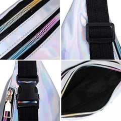 Glossy Laser Zipper Waist Pack Crossbody Bag