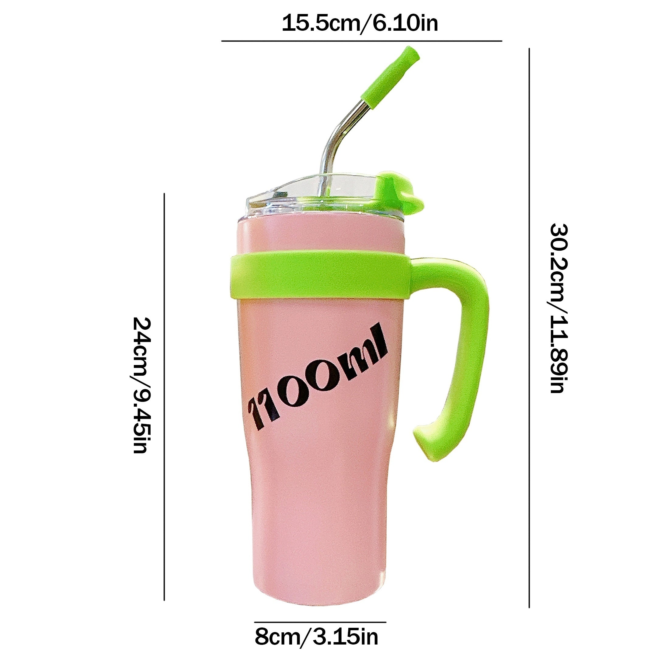 1100ml Large Capacity Vacuum Tumbler with Straw