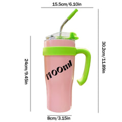 1100ml Large Capacity Vacuum Tumbler with Straw