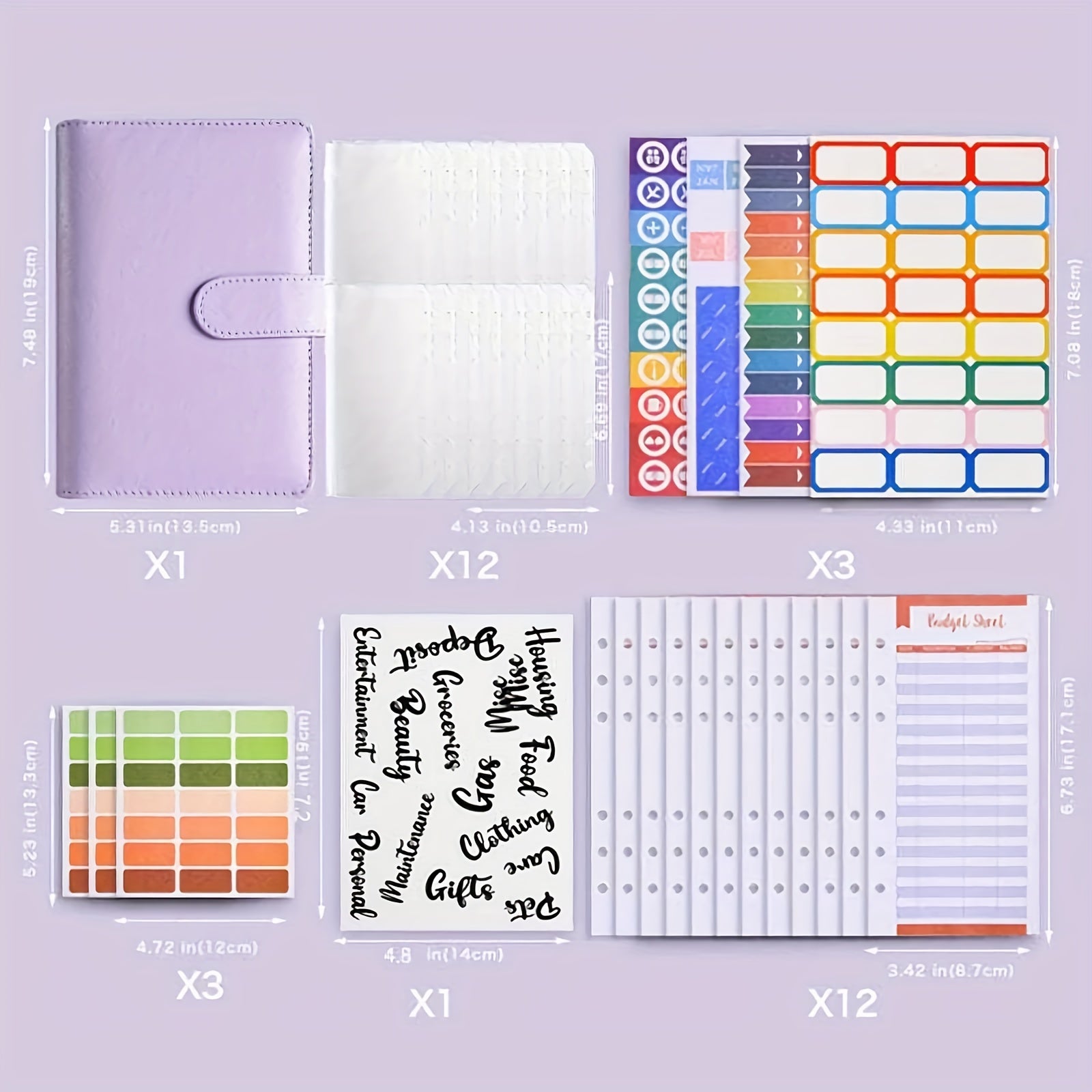 Budget Binder Set with Zipper Envelope A6 Budget Folder
