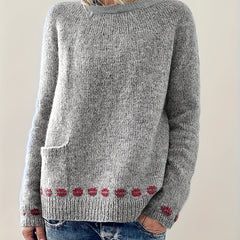 Lip Pattern Crew Neck Long Sleeve Sweater