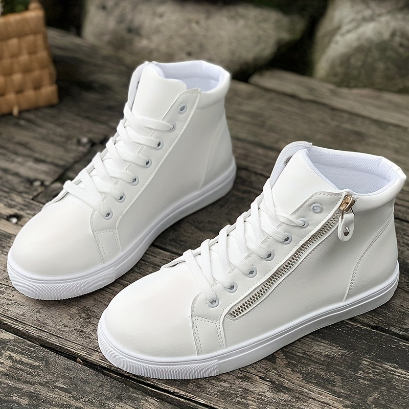 Side Zipper High Top Flat Skate Shoes Wear Resistance Sneakers