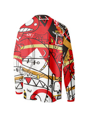Men's Crew Collar Sports Long Sleeve T-shirt with Creative Graffiti Print