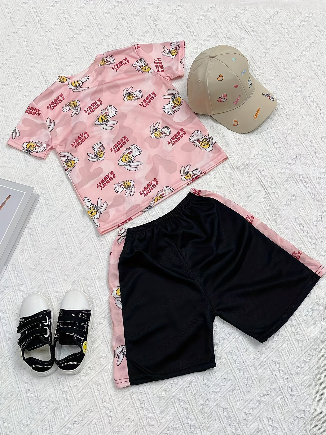 Boys Funny Rabbit Casual Outfit T shirt & Shorts Summer Clothes Sets