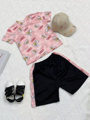 Boys Funny Rabbit Casual Outfit T shirt & Shorts Summer Clothes Sets