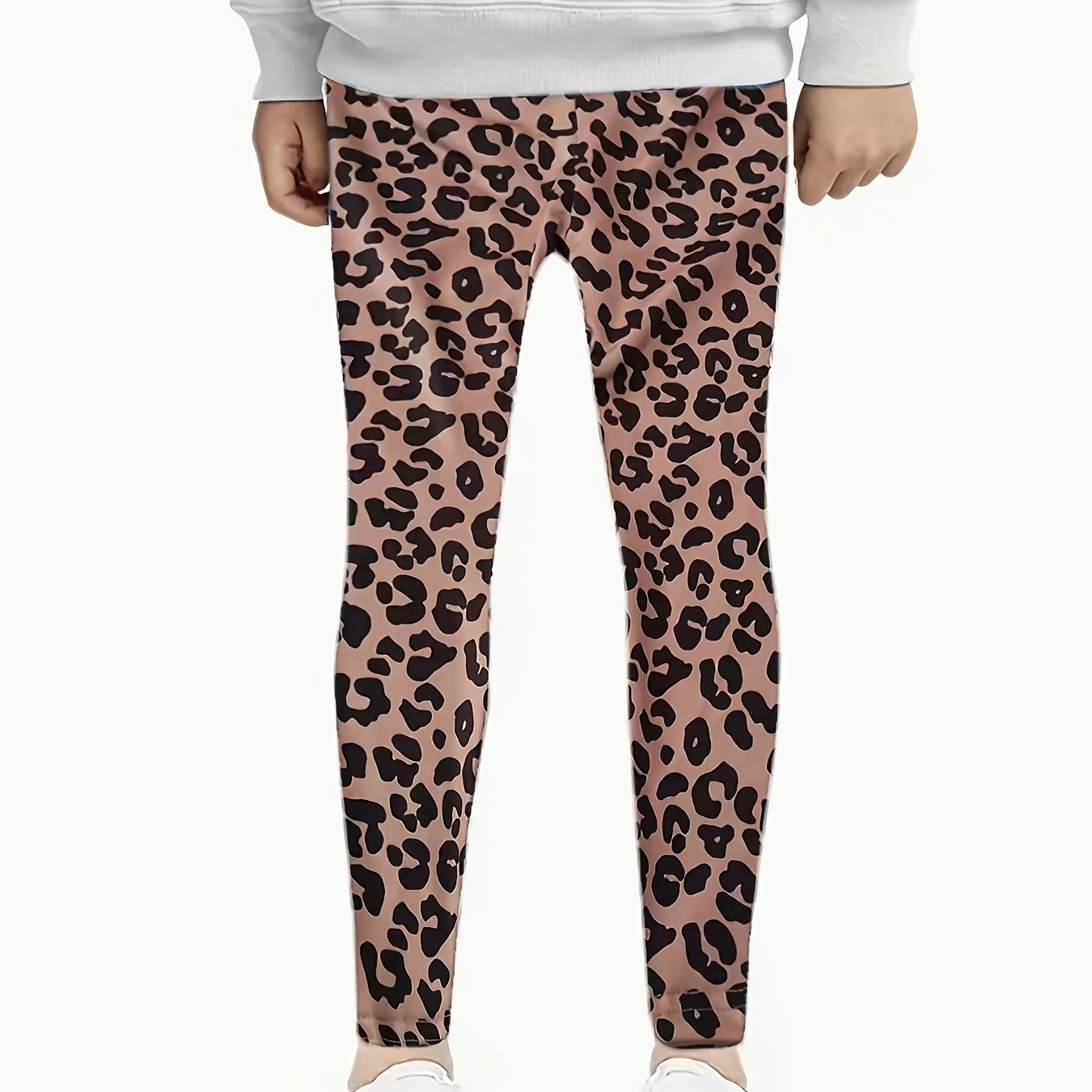Girls Slim Leopard Print Leggings Comfy Activewear For Running Jogging