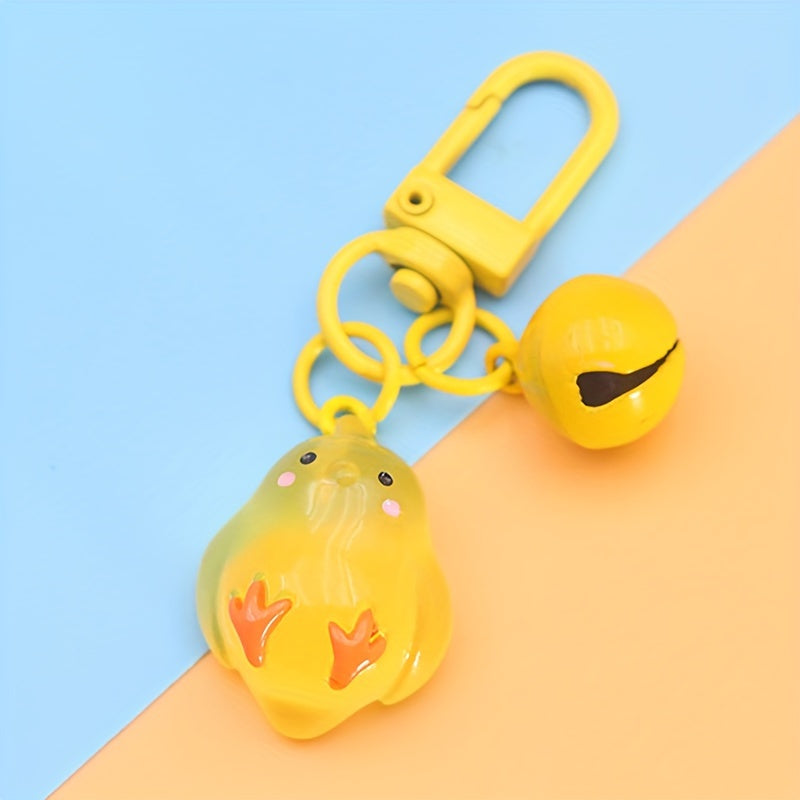 Mini Luminous Peace Chicken Key Chain Cartoon Animal Pendant Keyring