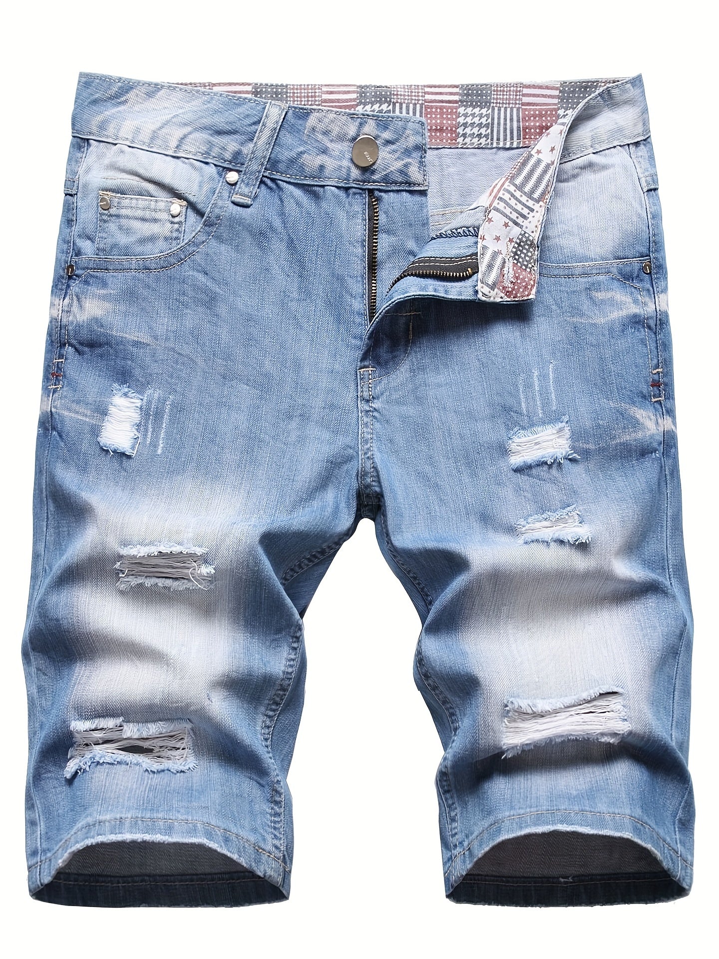 Men's Ripped Denim Shorts - Street Style Distressed Denim Shorts
