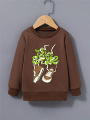 Cartoon Shoes Letter Print Kid's Sweatshirt Long Sleeve Top