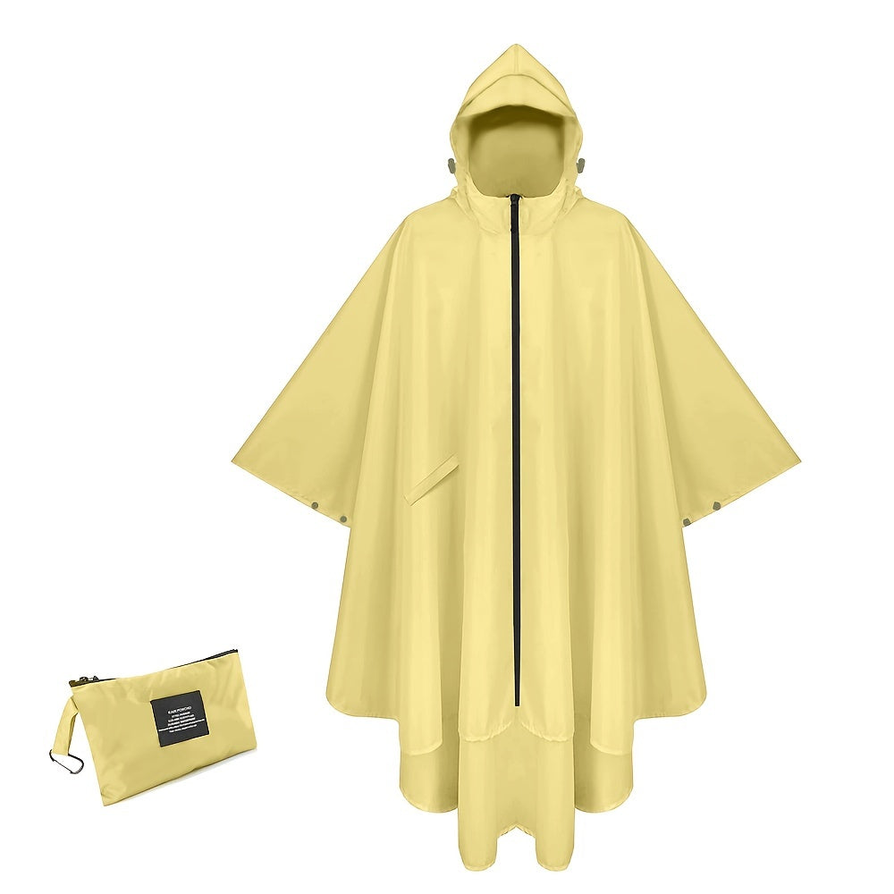 Waterproof Hooded Rain Poncho with Zipper Motorcycle Raincoat